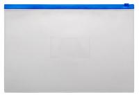 Папка на молнии ZIP Бюрократ -BPM4ABLUE A4+ полипропилен 0.15мм карм.для визит. цвет молнии синий