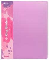 Папка панорама на 4-х кольцах Бюрократ Pastel PAST0740/4RPINK A4 пластик 0.7мм кор.40мм торц.карм с бум. встав розовый