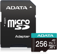 Флеш карта microSDXC 256Gb Class10 A-Data AUSDX256GUI3V30SA2-RA1 Premier Pro + adapter
