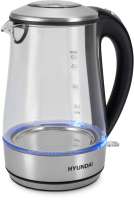 Чайник Hyundai HYK-G8406 1.7л. 2200Вт прозрачный/черный (металл)