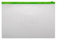 Папка на молнии ZIP Бюрократ -BPM4AGRN A4+ полипропилен 0.15мм карм.для визит. цвет молнии зеленый