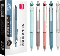 Ручка гелев. автоматическая Deli S88-A ассорти черн. черн. линия 0.5мм резин. манжета