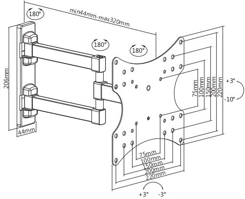 Кронштейн для телевизора Ultramounts UM867W белый 23"-42" макс.20кг настенный поворот и наклон