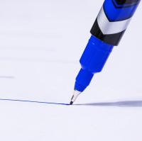 Маркер перманентный Deli EU211-BL двойной пиш. наконечник 0.5-1мм синий