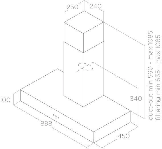 Вытяжка каминная Elica Spot Urban Cast Iron/A/90 черный управление: кнопочное (1 мотор)