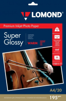 Фотобумага Lomond 1101111 A4/195г/м2/20л./тепло-белый супер глянец для струйной печати