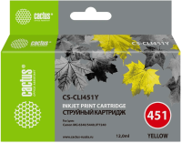 Картридж струйный Cactus CS-CLI451Y желтый (10.2мл) для Canon MG6340/5440/IP7240