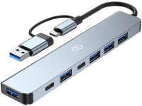 Разветвитель USB-C+ USB-A Digma DHUB-7USB-AC 7порт. черный