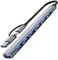 Разветвитель USB-C+ USB-A Digma DHUB-7USB-AC-2.0 7порт. черный