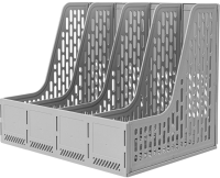 Лоток вертикальный Deli E9844 GREY E9844 4отд. сборный для бумаг 325x257x275мм серый пластик