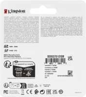 Флеш карта SDXC 512Gb Class10 Kingston SDS2/512GB Canvas Select Plus w/o adapter