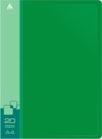 Папка с 20 прозр.вклад. Бюрократ -BPV20GRN A4 пластик 0.6мм торц.карм с бум. встав зеленый