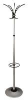 Вешалка напольная Бюрократ Класс (Ц) ТМЗ 606/ALUMINIUM серебристый основание круг наконечники черный крючки двойные для верхней одежды метал. (упак.:1шт)
