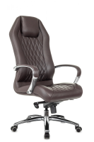 Кресло руководителя Бюрократ _Aura коричневый кожа крестов. алюминий