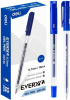 Ручка гелев. Deli EveryU EG83-Bl корп.прозрачный d=0.7мм чернила син. 1стерж. кругл.