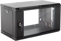Шкаф коммутационный ЦМО ШРН-Эконом (ШРН-Э-6.500-9005) настенный 6U 600x520мм пер.дв.стекл 75кг белый 470мм 14.94кг 180град. 342мм