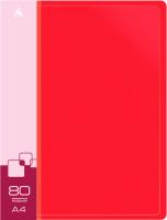 Папка с 80 прозр.вклад. Бюрократ -BPV80RED A4 пластик 0.8мм торц.карм с бум. встав красный