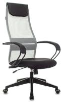 Кресло руководителя Бюрократ CH-607 светло-серый TW-02 сиденье черный сетка/ткань с подголов. крестов. пластик