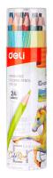 Карандаши цв. Deli EC112-24 Enovation трехгран. пластик 24цв. карт.тубус (24шт)