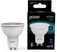 Лампа светодиодная Gauss 101506307 7Вт цок.:GU10 рефлек. 150B св.свеч.бел.хол. MR16 (упак.:10шт)