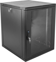 Шкаф коммутационный ЦМО (ШРН-12.350-9005) настенный 12U 600x359мм пер.дв.стекл 200кг черный 300мм 180град.