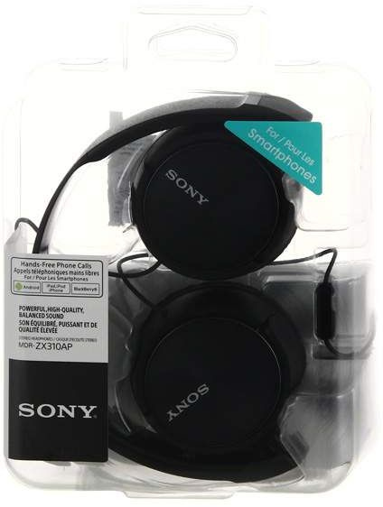 Гарнитура накладные Sony MDR-ZX310AP 1.2м черный проводные