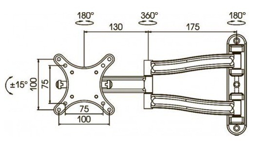 Кронштейн для телевизора Kromax TECHNO-1 темно-серый 10"-26" макс.15кг настенный поворот и наклон