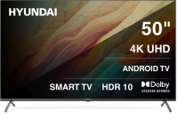 Телевизор LED Hyundai 50" H-LED50BU7009 Smart Android TV Frameless Metal черный/4K Ultra HD/60Hz/DVB