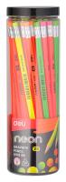 Карандаш ч/г Deli EU51806-1 Neon 2B трехгран. ассорти туба пл. (1шт) ластик