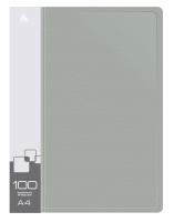 Папка с 100 прозр.вклад. Бюрократ -BPVN100GREY A4 пластик 0.8мм торц.карм с бум. встав серый