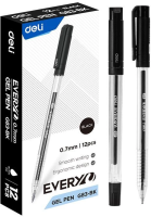 Ручка гелев. Deli EveryU EG83-BK корп.прозрачный d=0.7мм чернила черн. 1стерж. кругл.
