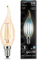 Лампа филам. Gauss Filament 5Вт цок.:E14 свеча 220B 4100K св.свеч.бел.нейт. (упак.:1шт) (104801805)