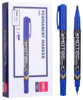 Маркер перманентный Deli EU10430 Mate двойной пиш. наконечник 0.5-1мм синий