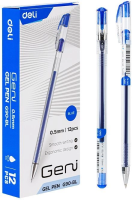 Ручка гелев. Deli Geni EG90-BL корп.прозрачный d=0.5мм чернила син. 1стерж.