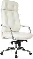 Кресло руководителя Бюрократ _DAO белый кожа крестов. алюминий