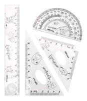 Циркуль Deli E9598 корпус серый в компл.:линейка 15см/транспортир/2 угольника