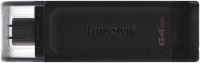 Флеш Диск Kingston 64Gb DataTraveler 70 Type-C DT70/64GB USB3.2 черный