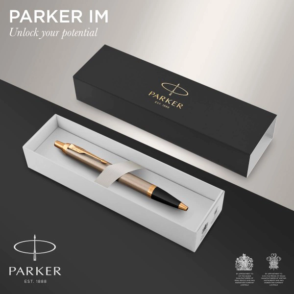 Ручка шариков. Parker IM Core K321 (CW1931670) Brushed Metal GT M син. черн. подар.кор.