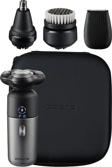 Бритва сетчатая Polaris PMR 0714RC питан.:элек.сеть/аккум. черный/серебристый