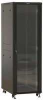 Шкаф коммутационный Hyperline (TTBR-3266-AS-RAL9004) напольный 32U 600x600мм пер.дв.стекл задн.дв.спл.стал.лист 2 бок.пан. 800кг черный 510мм 81.5кг 1610мм IP20 сталь