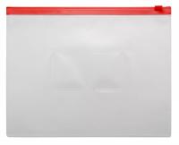 Папка на молнии ZIP Бюрократ -BPM5ARED A5 полипропилен 0.15мм карм.для визит. цвет молнии красный