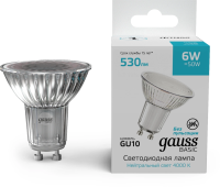 Лампа светодиодная Gauss Basic 6Вт цок.:GU10 софит св.свеч.бел.нейт. (упак.:10шт) (10106262)