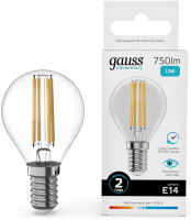 Лампа филам. Gauss Filament 12Вт цок.:E14 шар 220B св.свеч.бел.нейт. (упак.:10шт) (52122)