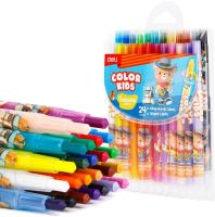 Восковые мелки Deli EC223-24 Color Kids кругл. с поворотным механизмом 24цв. дл.165мм д.10мм блист.е