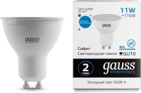 Лампа светодиодная Gauss Elementary 13631 11Вт цок.:GU10 софит 180B св.свеч.бел.хол. MR16 (упак.:10шт)