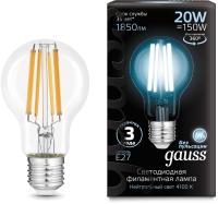 Лампа светодиодная Gauss Filament 102902220 20Вт цок.:E27 груша 220B 4100K св.свеч.бел.нейт. (упак.:1шт)