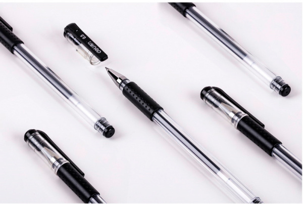 Набор ручек гелев. Deli 6619-BK прозрачный/черный черн. черн. блистер (3шт) линия 0.5мм резин. манжета