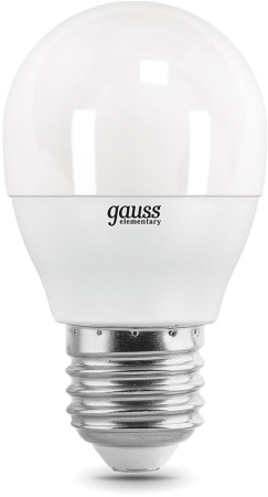 Лампа светодиодная Gauss Elementary 10Вт цок.:E27 шар 220B 3000K св.свеч.бел.теп. (упак.:10шт) (53210)