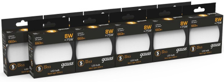 Лампа светодиодная Gauss GX53 8Вт цок.:GX53 таблетка 220B 3000K св.свеч.бел.теп. (упак.:1шт) (108408108-D)