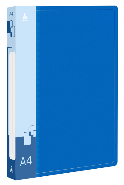 Папка на 4-х кольцах Бюрократ -0840/4RBLU A4 пластик 0.8мм кор.40мм внутр. с вставкой синий